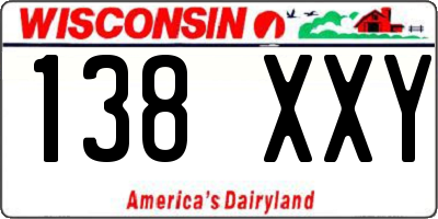 WI license plate 138XXY