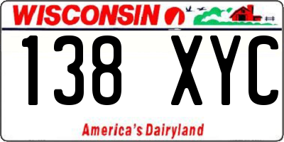 WI license plate 138XYC