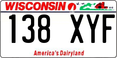 WI license plate 138XYF