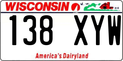 WI license plate 138XYW