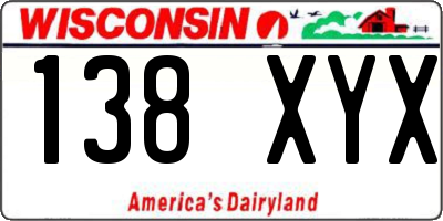 WI license plate 138XYX