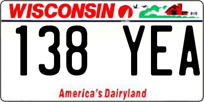 WI license plate 138YEA