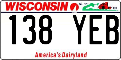 WI license plate 138YEB