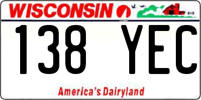 WI license plate 138YEC