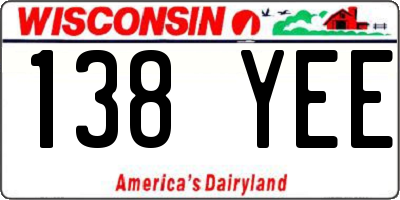 WI license plate 138YEE