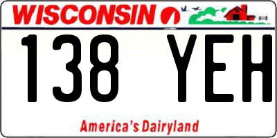 WI license plate 138YEH