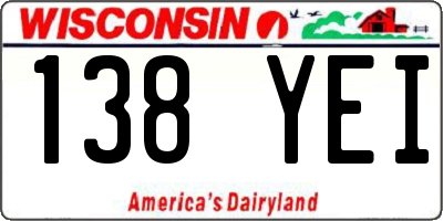 WI license plate 138YEI