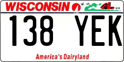 WI license plate 138YEK