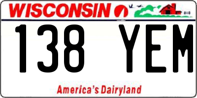 WI license plate 138YEM