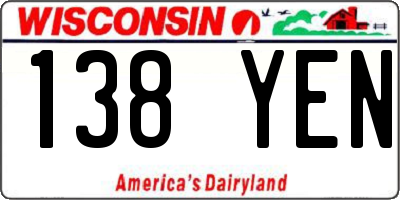 WI license plate 138YEN