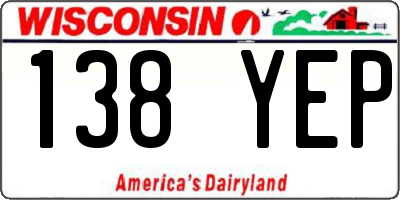 WI license plate 138YEP