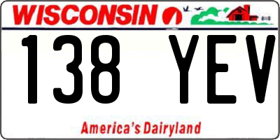 WI license plate 138YEV