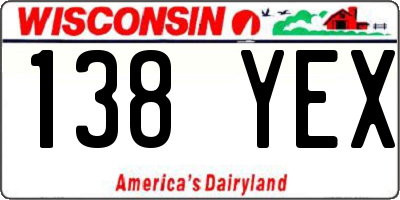 WI license plate 138YEX