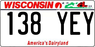 WI license plate 138YEY