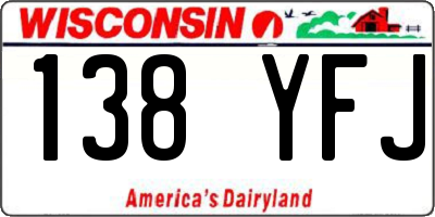 WI license plate 138YFJ