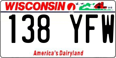 WI license plate 138YFW