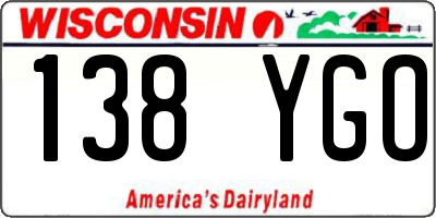 WI license plate 138YGO