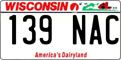 WI license plate 139NAC