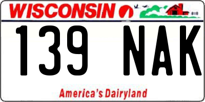 WI license plate 139NAK