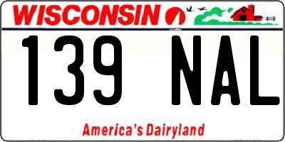 WI license plate 139NAL