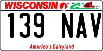 WI license plate 139NAV
