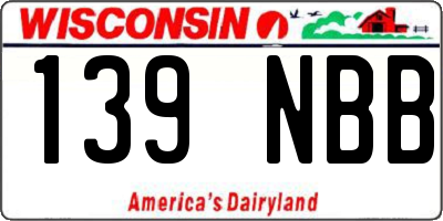 WI license plate 139NBB