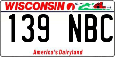 WI license plate 139NBC