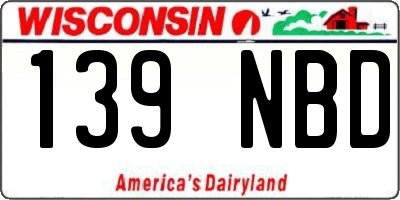 WI license plate 139NBD
