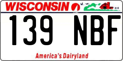 WI license plate 139NBF