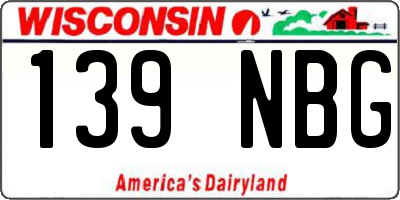 WI license plate 139NBG