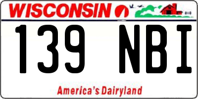 WI license plate 139NBI