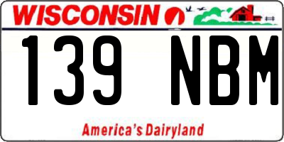 WI license plate 139NBM