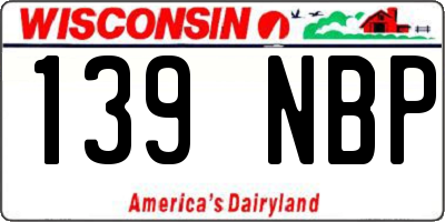 WI license plate 139NBP