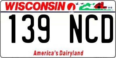 WI license plate 139NCD