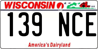WI license plate 139NCE