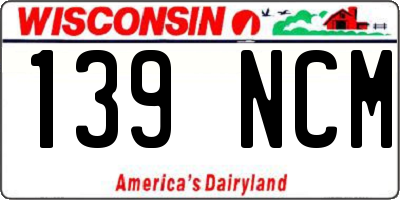 WI license plate 139NCM