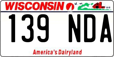 WI license plate 139NDA