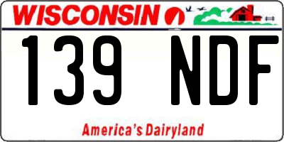 WI license plate 139NDF