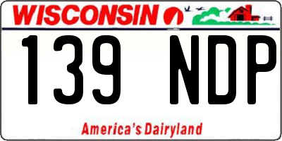 WI license plate 139NDP