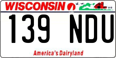 WI license plate 139NDU