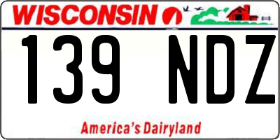 WI license plate 139NDZ