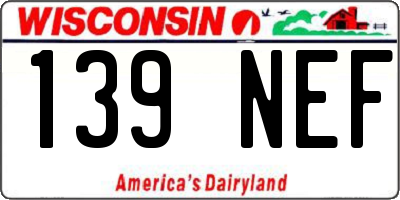 WI license plate 139NEF
