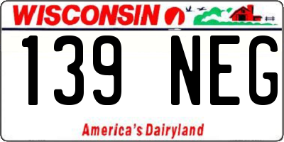 WI license plate 139NEG