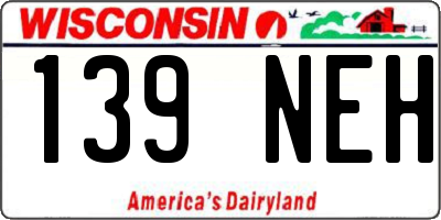 WI license plate 139NEH