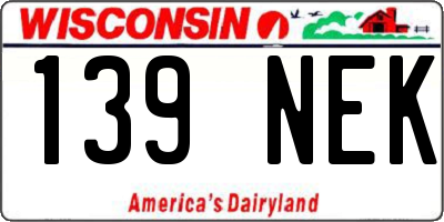 WI license plate 139NEK