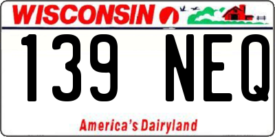 WI license plate 139NEQ