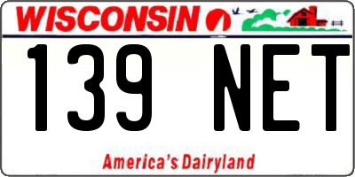 WI license plate 139NET