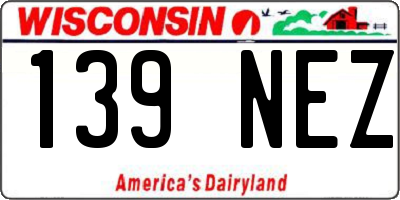 WI license plate 139NEZ