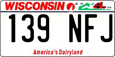 WI license plate 139NFJ