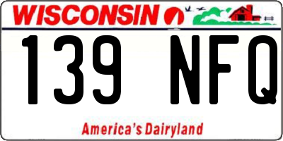 WI license plate 139NFQ